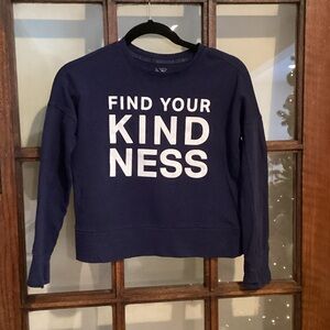 Athleta Navy Crew Neck Sweater with Kindness Print